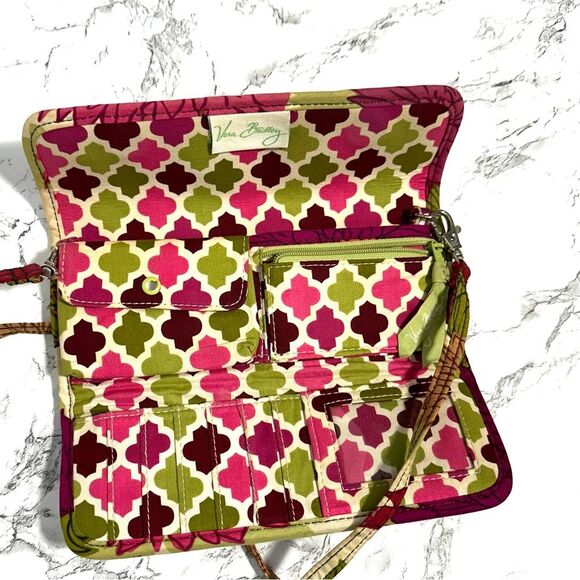 Hello Dahlia Sleek WALLET Strap CLUTCH SHOULDER Crossbody Purse Trifold - Picture 3 of 6